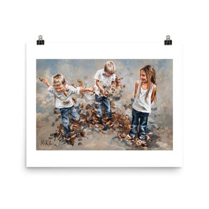 Brothers and leaves | Paper Prints