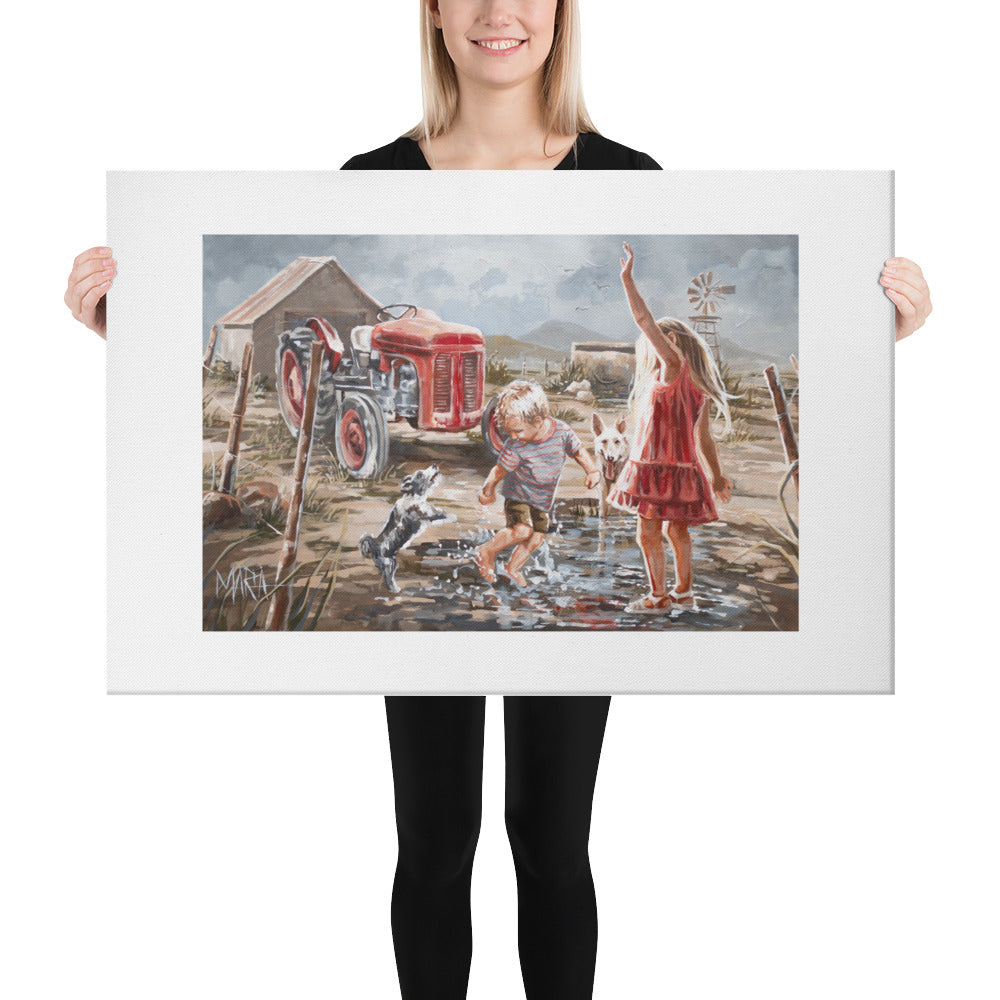 Two dogs and a tractor | Canvas Prints