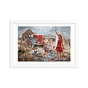 Two dogs and a tractor | Paper Prints