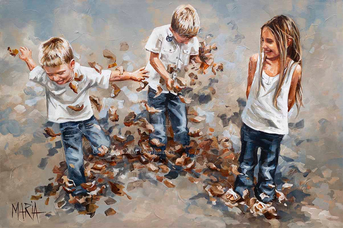 Brothers and leaves | Paper Prints