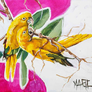 Golden Parrots | Paper Prints