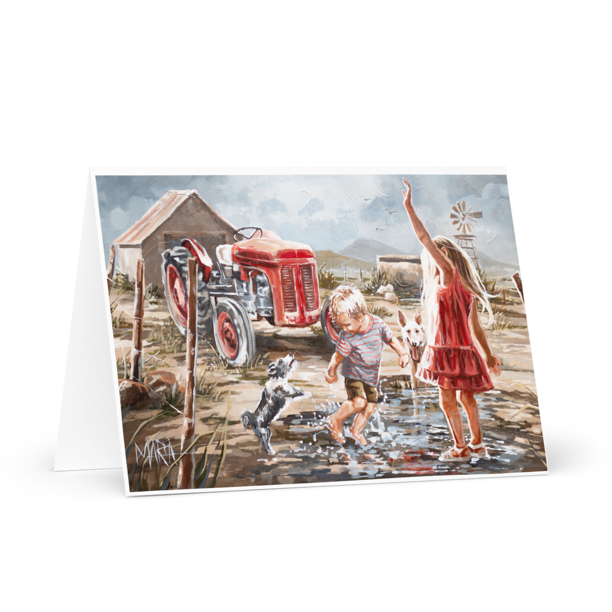 Two Dogs and a Tractor | Greeting Card