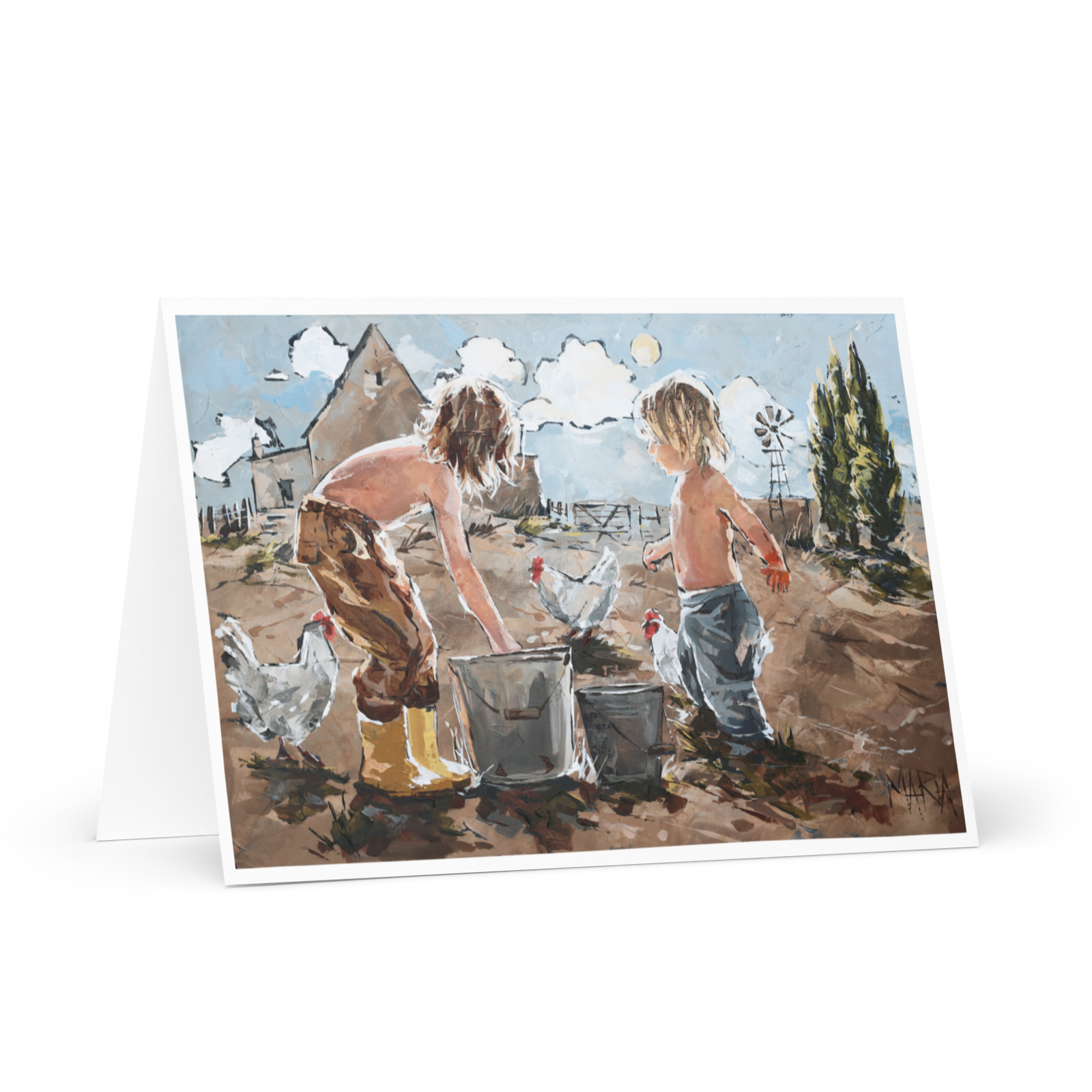 Yellow boots on the farm | Greeting Card