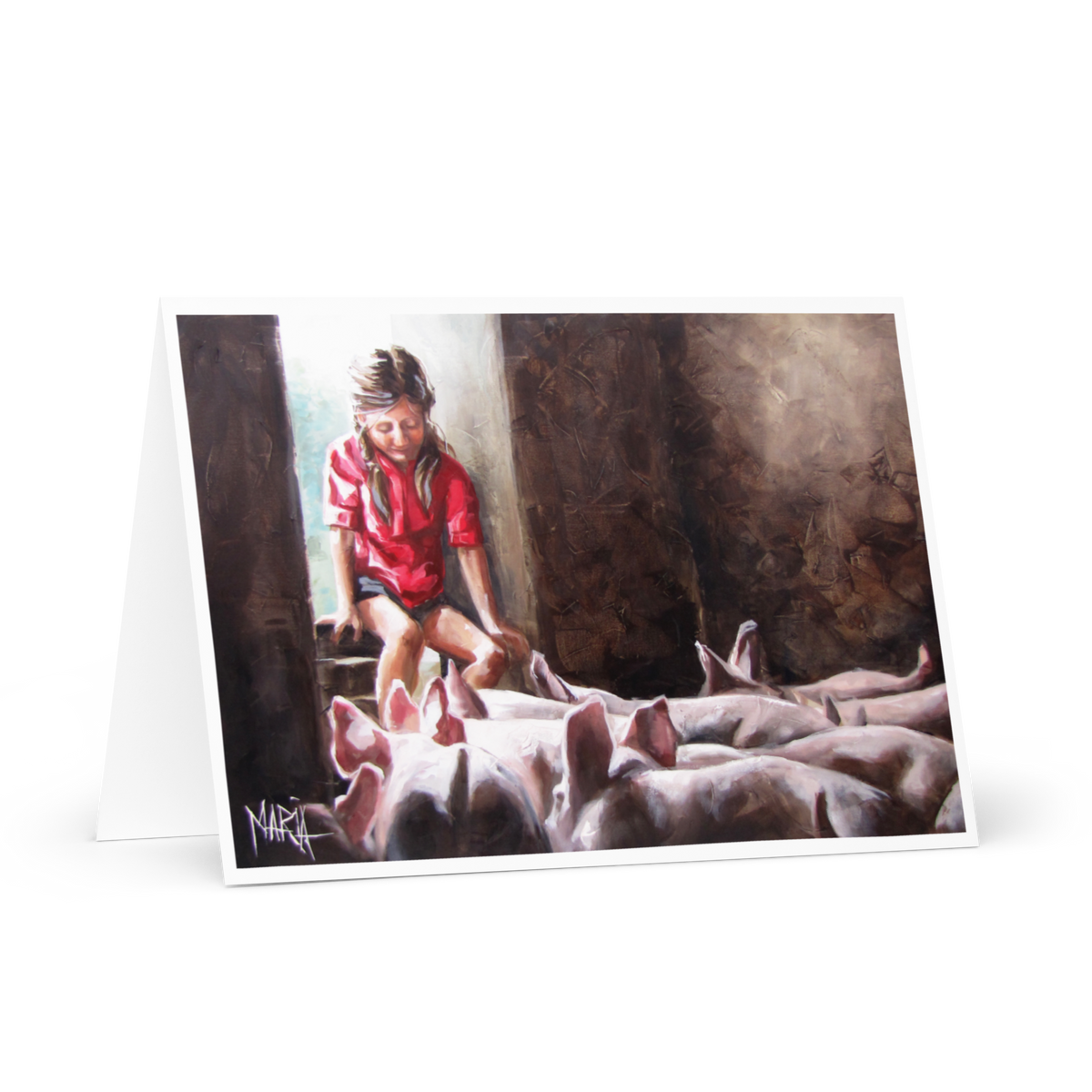 Feeding The Pigs | Greeting Card
