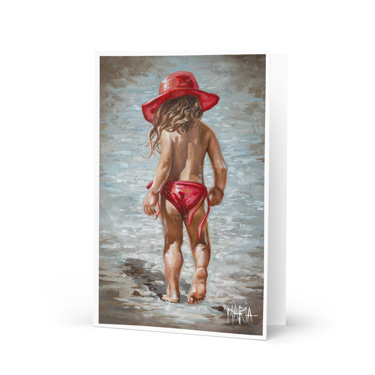 Red hat on the beach | Greeting Card