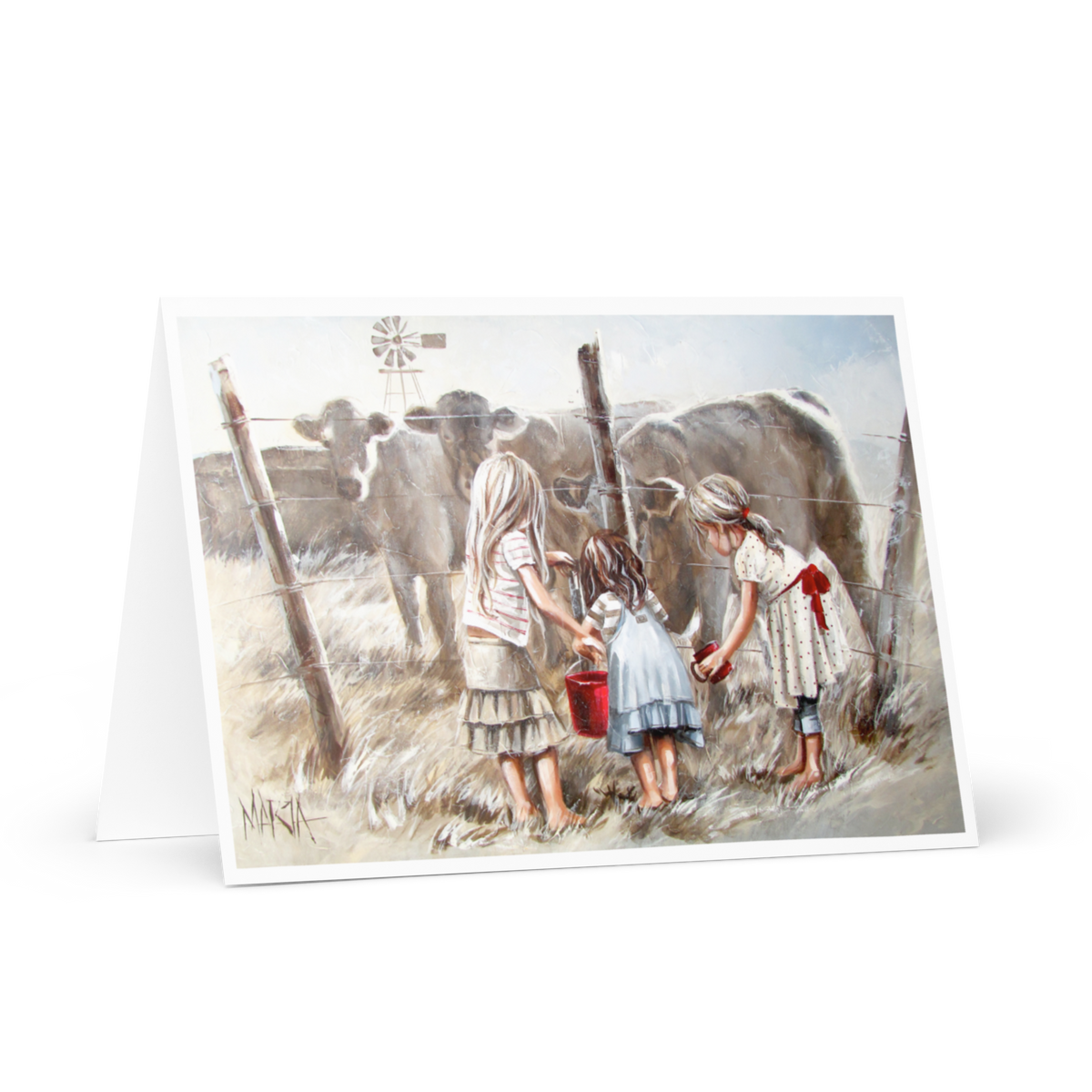 Cattle And Children | Greeting Card