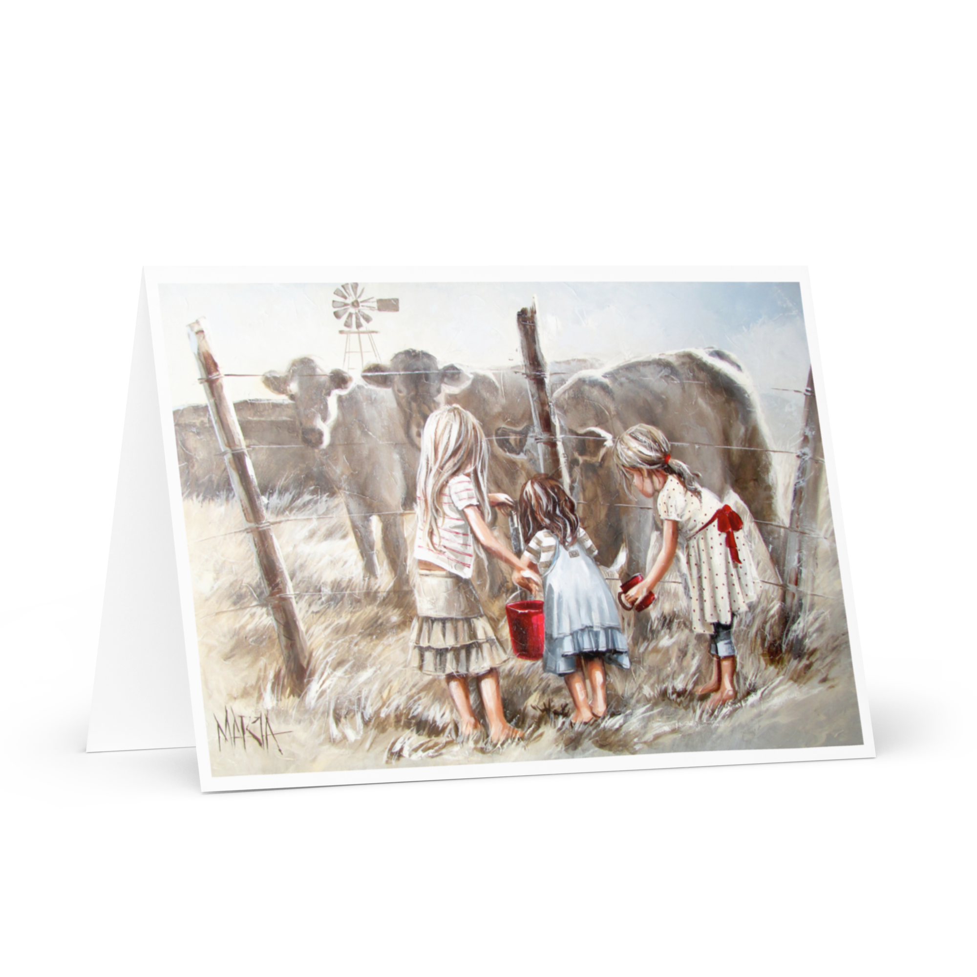 Cattle And Children | Greeting Card