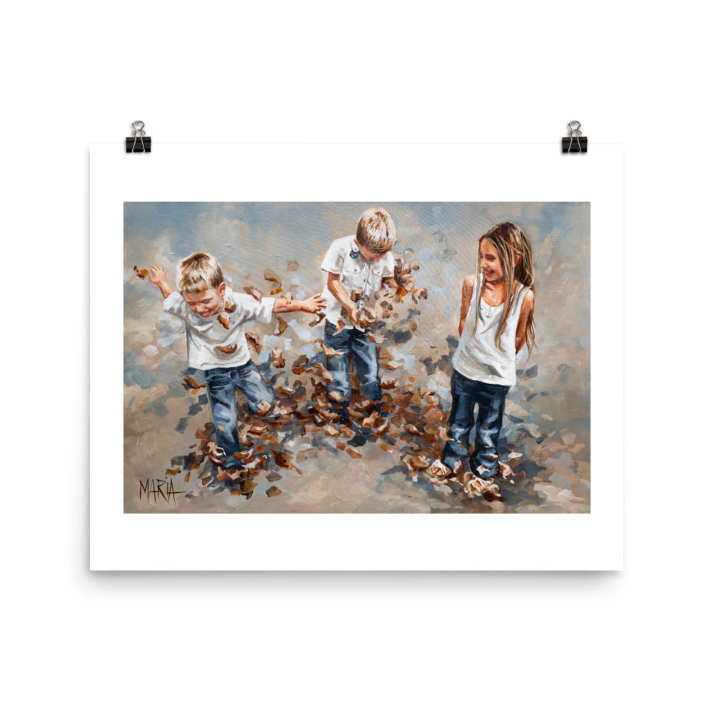 Brothers and leaves | Paper Prints