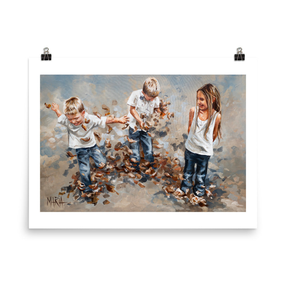 Brothers and leaves | Paper Prints